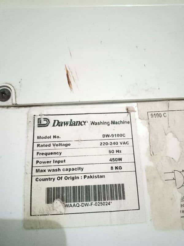 Dawlance DW-9100C Washing Machine in Very Good Condition 8