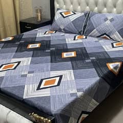 3Pcs Crystal cotton printed double bedsheet