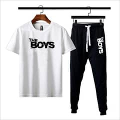 2 Pcs Men's Cotton Jersey Printed Track Suit