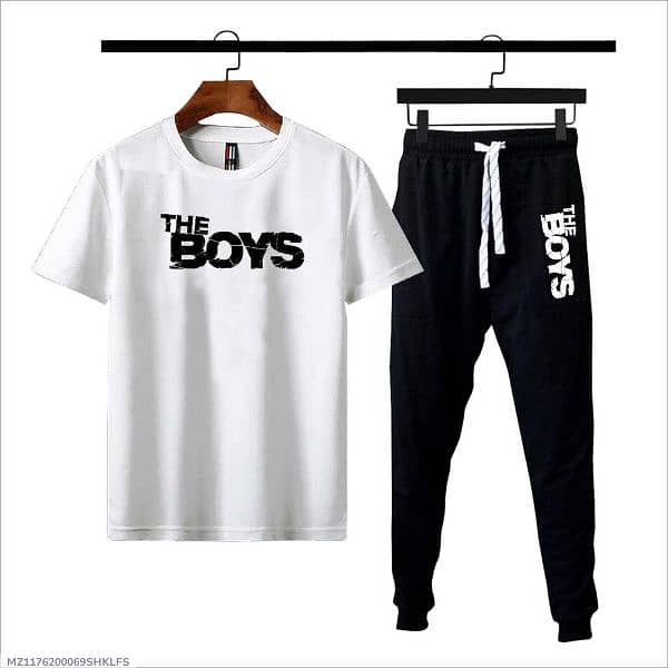 2 Pcs Men's Cotton Jersey Printed Track Suit 1