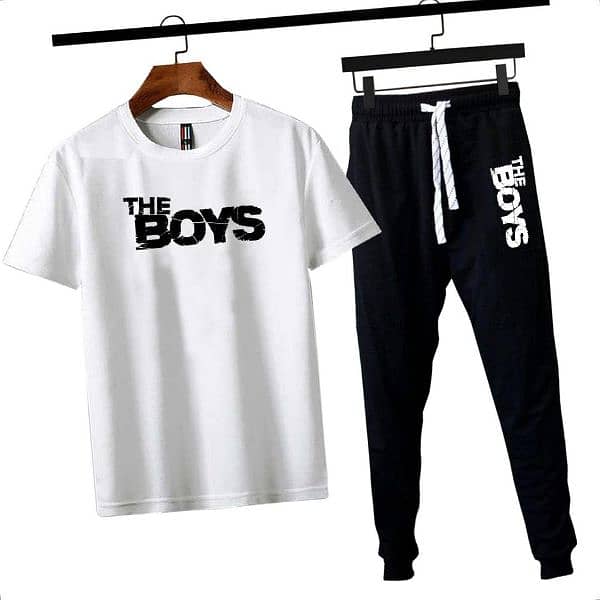 2 Pcs Men's Cotton Jersey Printed Track Suit 4