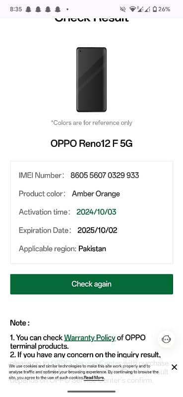 oppo reno 12f 5G 12/256 bilkul ok. ha 3day used ha 4