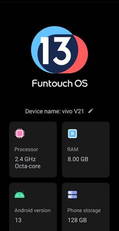 Vivo V21 128GB  with 8GB ram 0