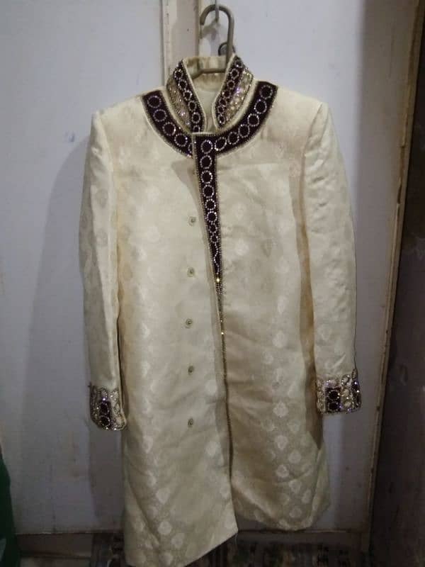 Fresh Sherwani Golden and mahroon Combination 1