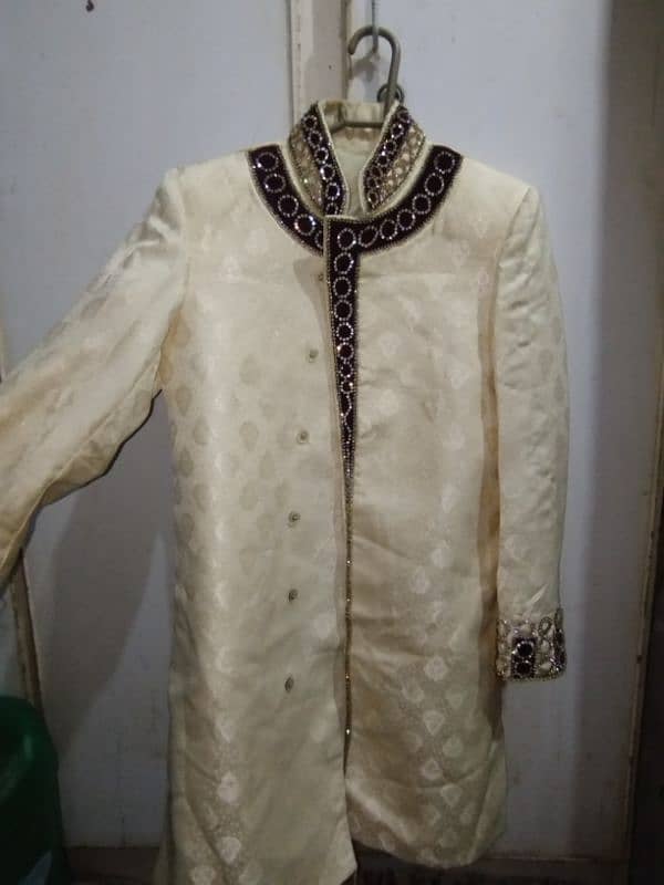 Fresh Sherwani Golden and mahroon Combination 2