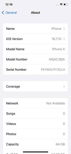 iphone X 64 GB non PTA