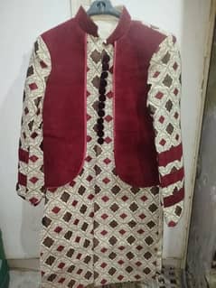 Mehroon Golden Sherwani - Brand new sherwani