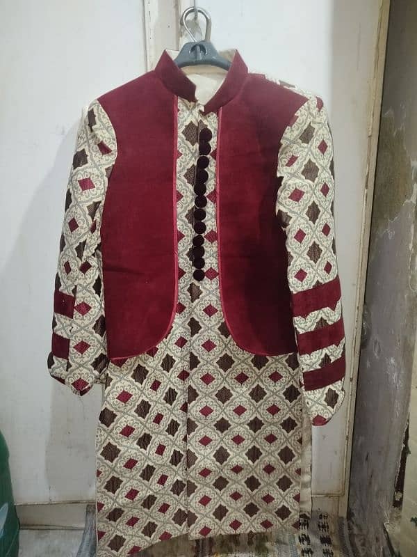 Mehroon Golden Sherwani - Brand new sherwani 2