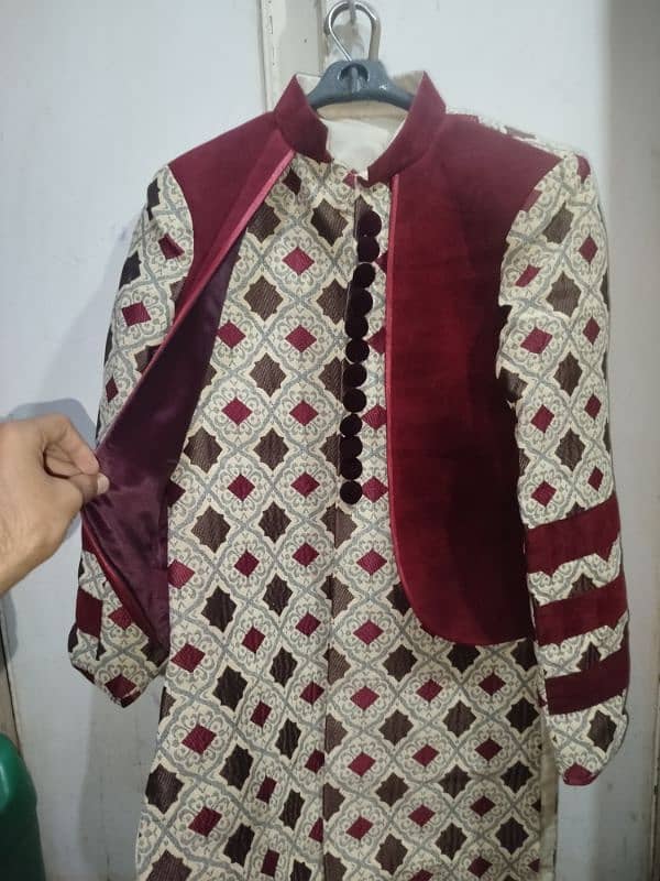 Mehroon Golden Sherwani - Brand new sherwani 3