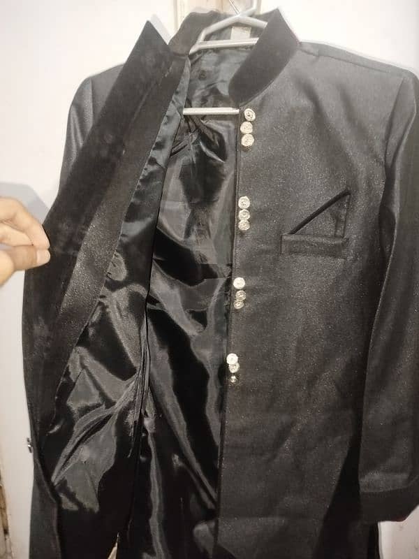 Fresh Black Sherwani with velvet work 2