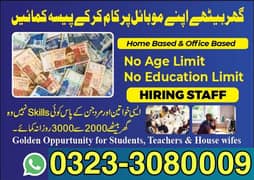 Male female staff required, Matric to Master part time full time