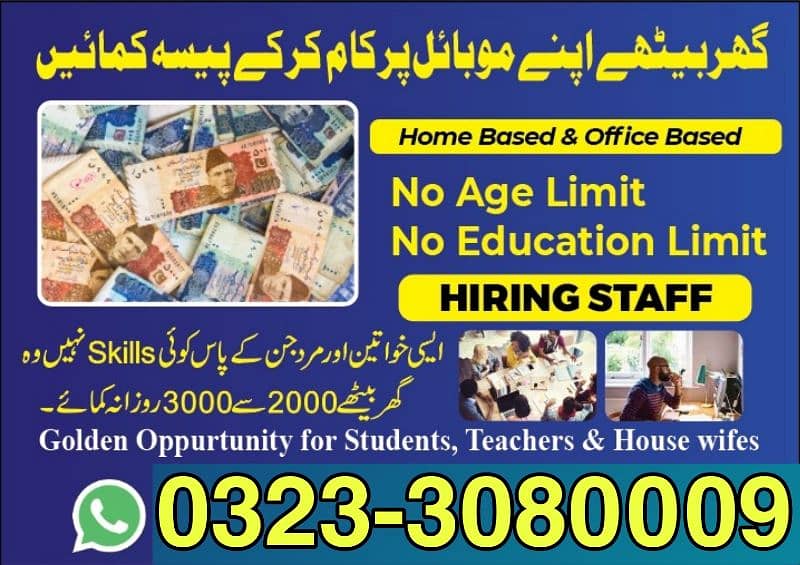 Male female staff required, Matric to Master part time full time 0