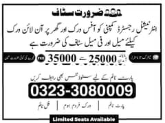 Male female staff required, Matric to Master part time full time 0