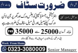 Male female staff required, Matric to Master part time full time