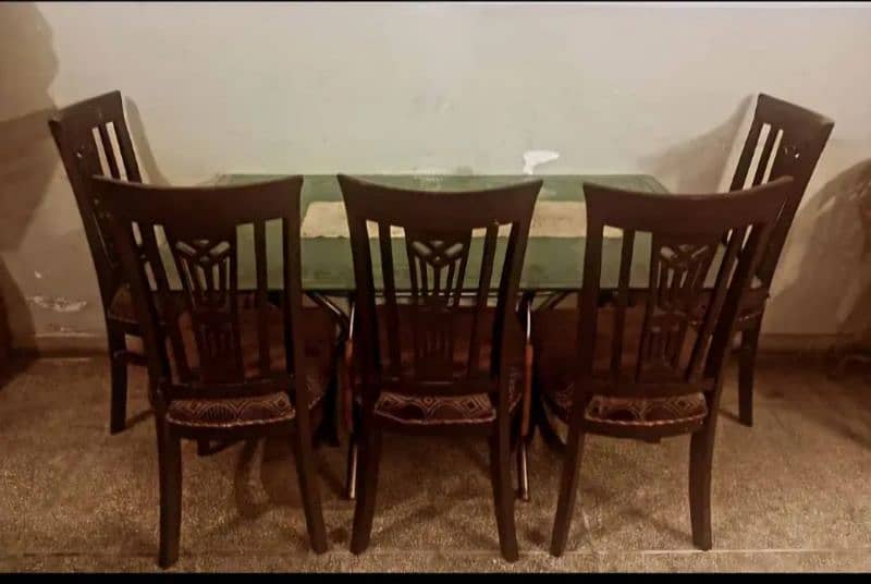 double glass dining table with strong wooden 5 chairs 2