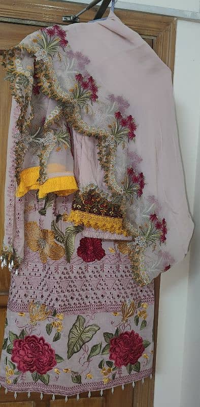 Lawn dress with embroider c chiffon dupptaa 1