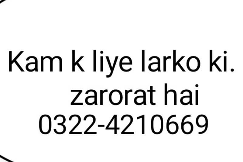 Kam k liye larko ki zarorat hai 0