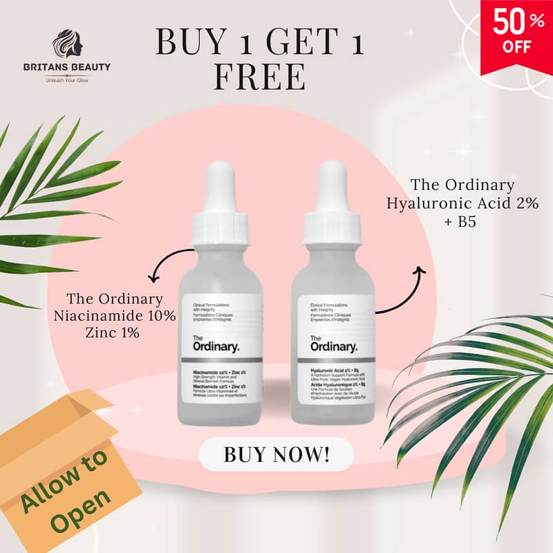 Buy 1 Get 1 FREE The Ordinary Niacinamide 10% + Zinc 1% 30ML + Hyaluro 0