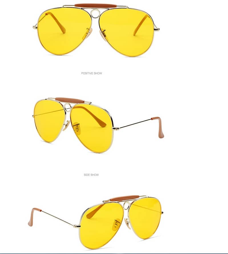 3138 SHOOTER Vintage Aviation Glasses Yellow Lens Aviator Men Women 0