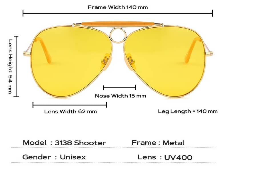 3138 SHOOTER Vintage Aviation Glasses Yellow Lens Aviator Men Women 4