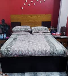 bed , side tables & spring mattress 0