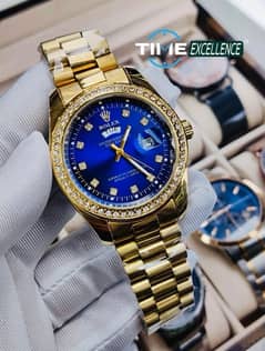 Luxury Most Demanded Rolex Watch Date Adjustable Blue Dial Watch