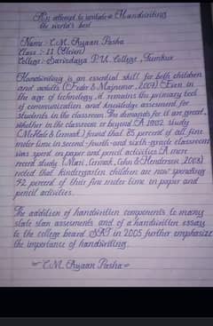 hand writing assignment work