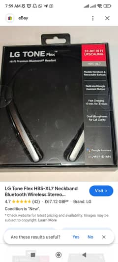 Imporrted LG TONE Flex headphones for sale 0