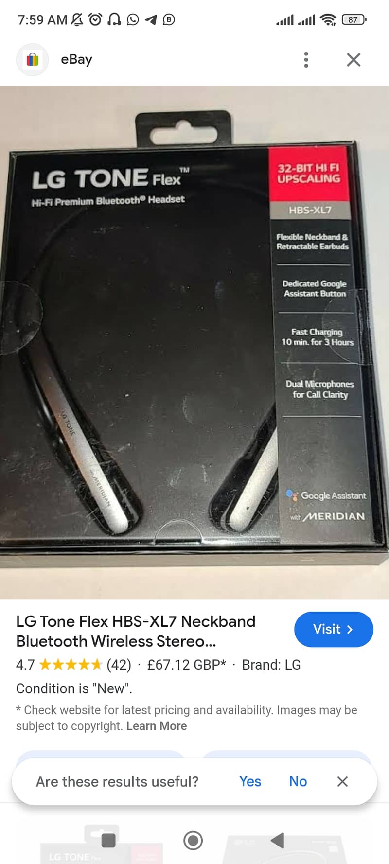 Imporrted LG TONE Flex headphones for sale 0