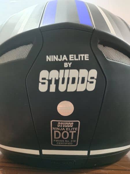 Studds Ninja Elite, matte black with blue strips and black visor. 6