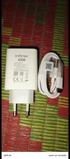 infinix note 40 series 45 watt original fast charger