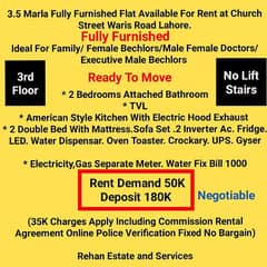 3.5Marla Fully Furnished Flat For Rent at Church Street Waris Road LHR