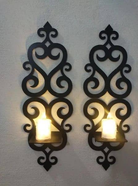 2 pc wall decoration piece and candle holders 4