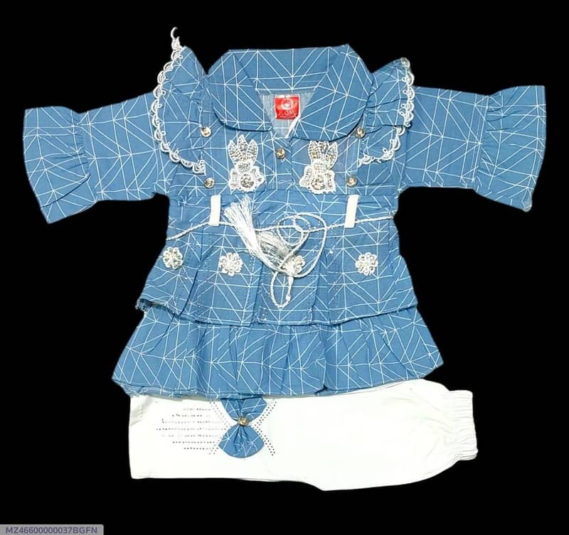 2 Pcs baby girl frock with trouser 3