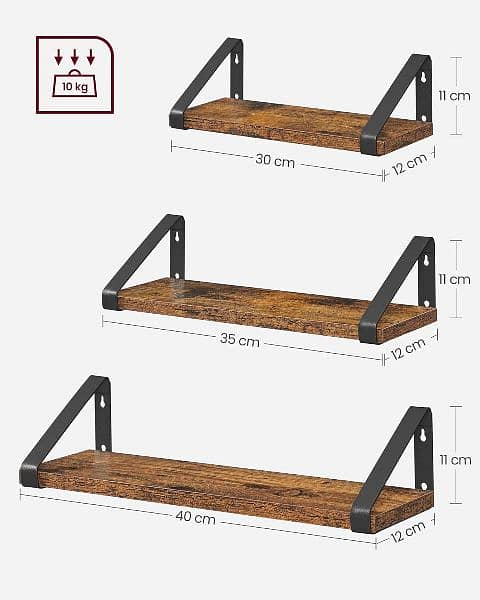 solid wood 3 tier floating rack 0