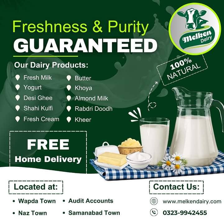 Fresh and organic 100% pure milk with free delivery 1