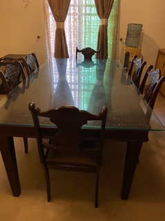 Solid Wood Dining Table 6 Chairs Lash Condition