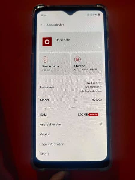 OnePlus 7 T (8+5/256) ( Dual Sim working) 8