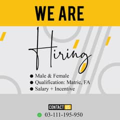 Required Staff- Male & Female