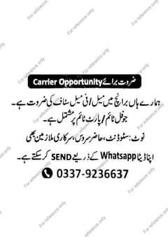 Peshawar urgent need male female staff