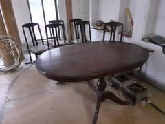 MADE FROM HIGH QUALITY WOOD DINING TABLE WITH 6 CHAIRS IS FOR SALE 0