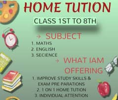 Home Tuition available (1 to 8)