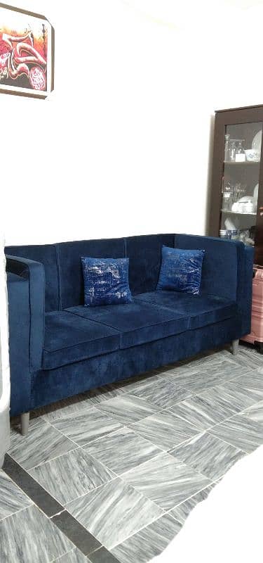 Welvet  5 Seater Sofa in Royal Blue Color 9