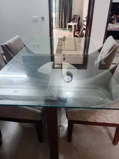 6 seat sofa chairs dining table 12mm glass top 0