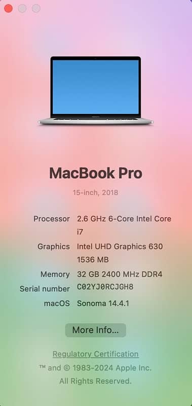 MacBook Pro 2018 15 inch, 32 GB Ram, 512GB 3