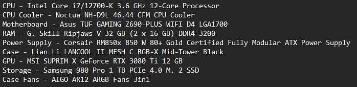 US Imported Gaming PC | i7 12th Gen | MSI 3080Ti Suprim X | Top-Tier 2