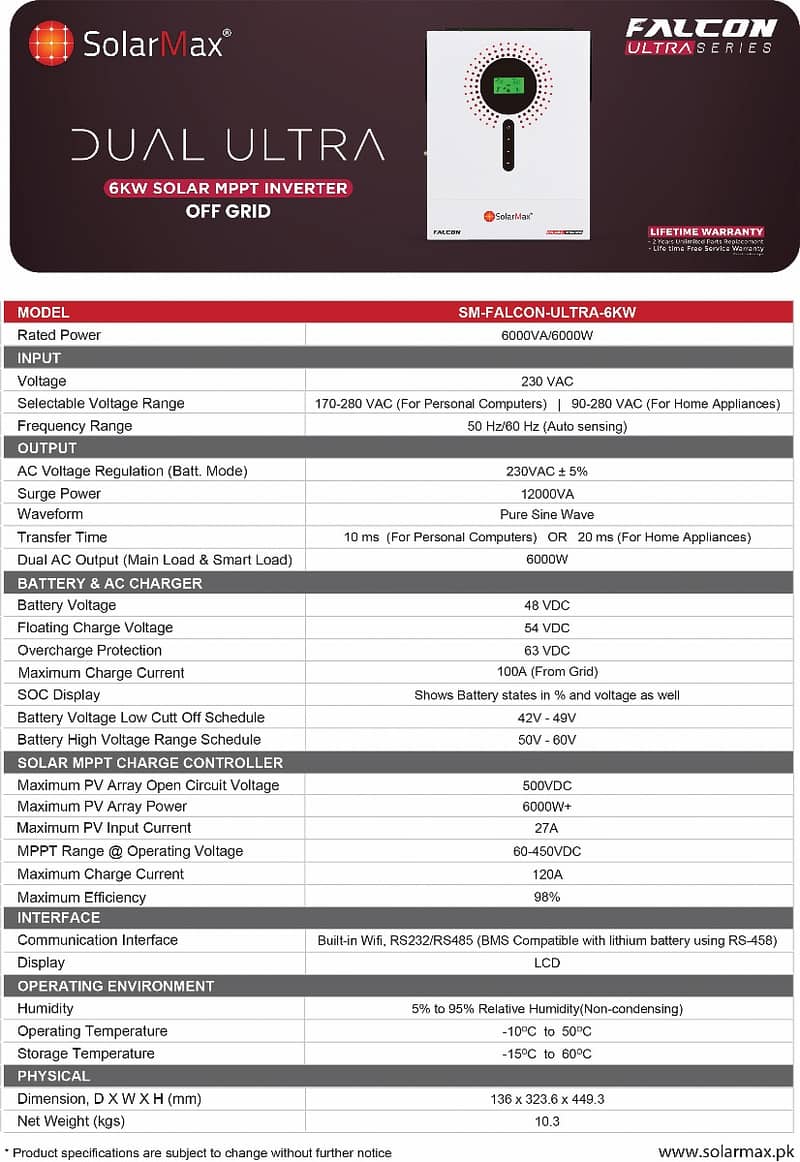 Solarmax Falcon 6KW Hybrid Inverter PV 6000 New 1