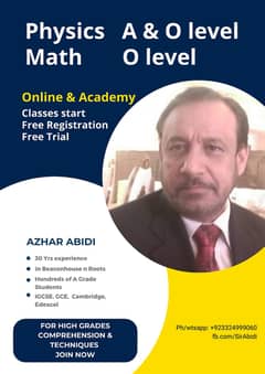 Azhar Abidi Competent Tutor Physics Math IGCSE EDEXCEL O AS A Level SA