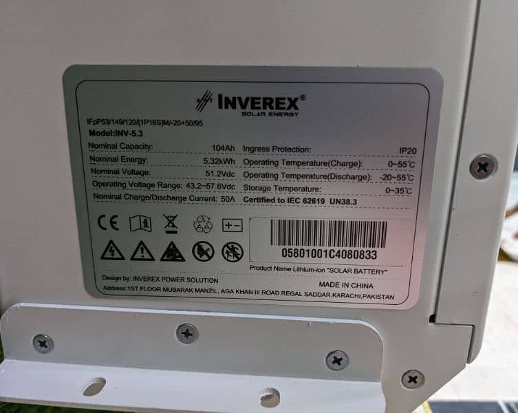 INVEREX 48V 100AH LITHIUM ION BETTERY 1