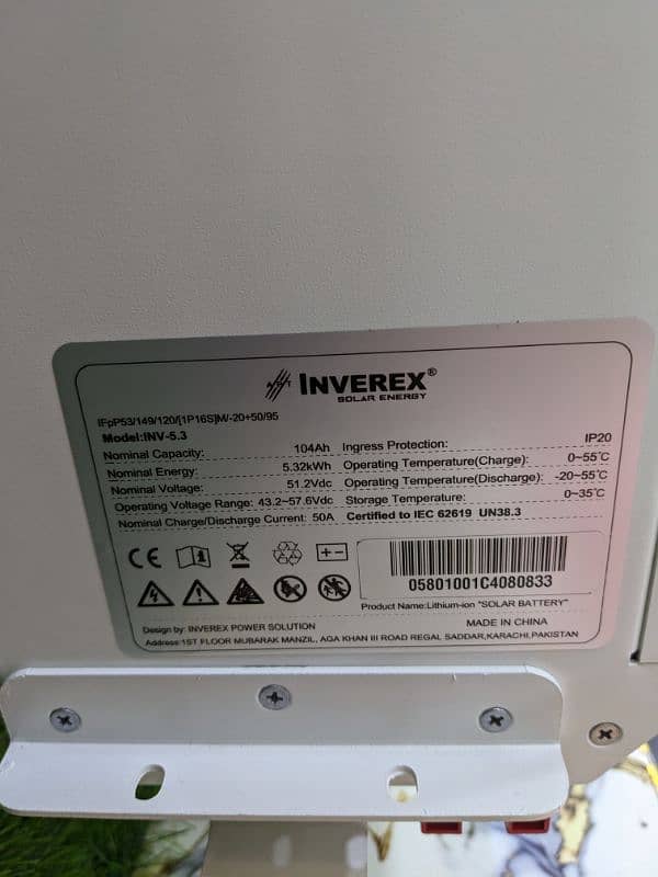 INVEREX 48V 100AH LITHIUM ION BETTERY 3